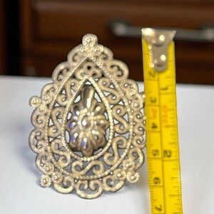 Gorgeous Vintage Crown Trifari Silver Filigree Pendant
